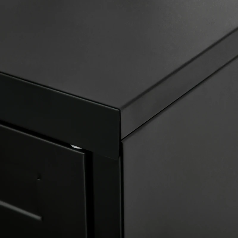 HOMCOM Armoire de Rangement métal Garde-robe Caisson de dossier Armoire Bureau sur pied Style Industriel - 2 étagères - Noir