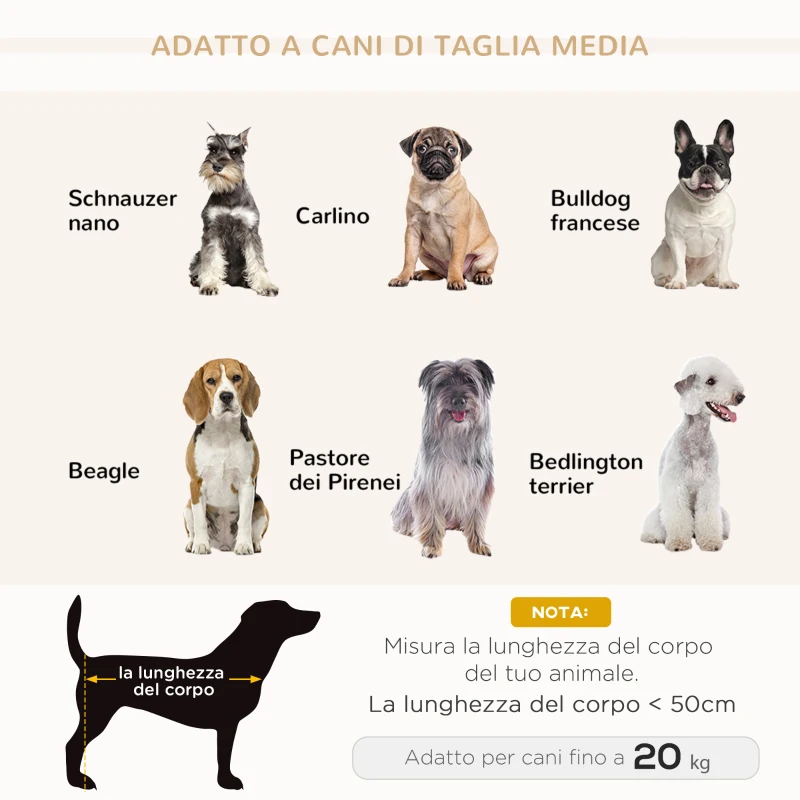 PawHut Divano per Cani Taglia Media e Piccola Vellutato con Cuscino, Braccioli e Schienale, 82x54x36 cm, Grigio Chiaro