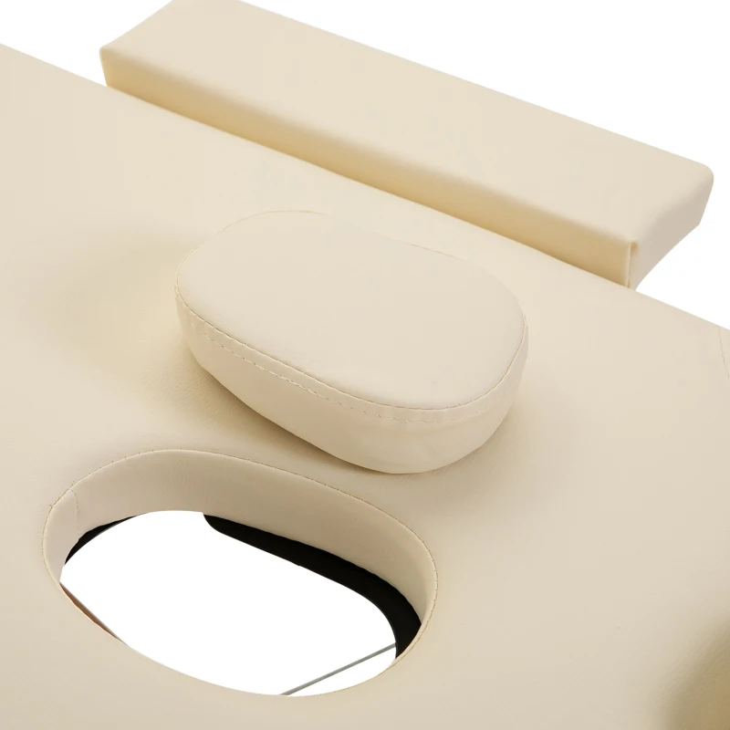 HOMCOM Camilla Plegable con Altura Ajustable 67-92 cm para Uso Profesional de Belleza Acupuntura y Fisioterapia 210x81 cm Crema