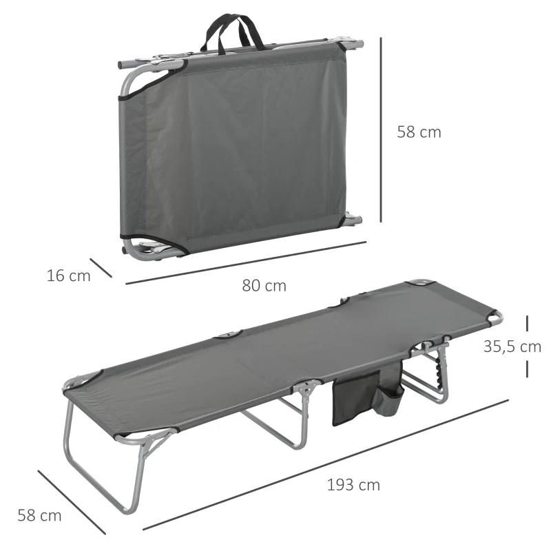 Outsunny Bain de soleil transat pliable dossier réglable multipositions pochette rangement intégrée acier époxy oxford gris