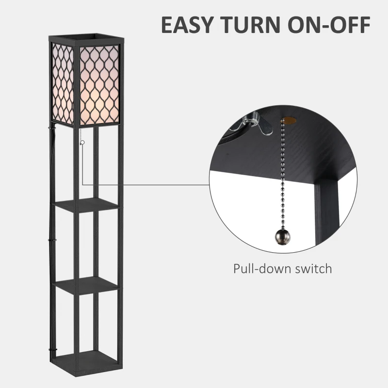 HOMCOM Three-Shelf Standing Lamps Set of 2 - Black