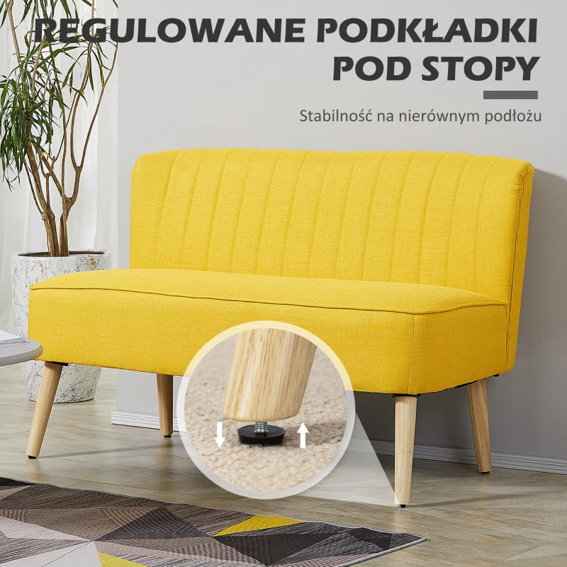HOMCOM 2-osobowa sofa kanapa sofa tapicerowana meble wypoczynkowe szeroka żółta