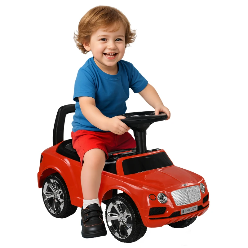 AIYAPLAY Macchina Cavalcabile a Spinta per Bambini 18-36 Mesi con Licenza Bentley Bentayga, Clacson e Musica, Rosso