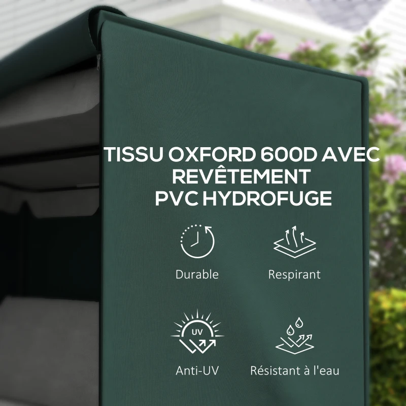 Outsunny Housse de Protection balancelle de Jardin 3 Places bâche étanche dim. 2,05L x 1,24l x 1,64H m Oxford Haute densité 600D Vert