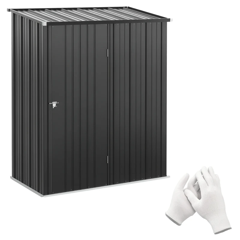 Outsunny Abrigo de Jardim 1,34m² 161,5x94,5x196 cm Abrigo de Exterior de Aço Galvanizado com Porta e Fechadura Preto