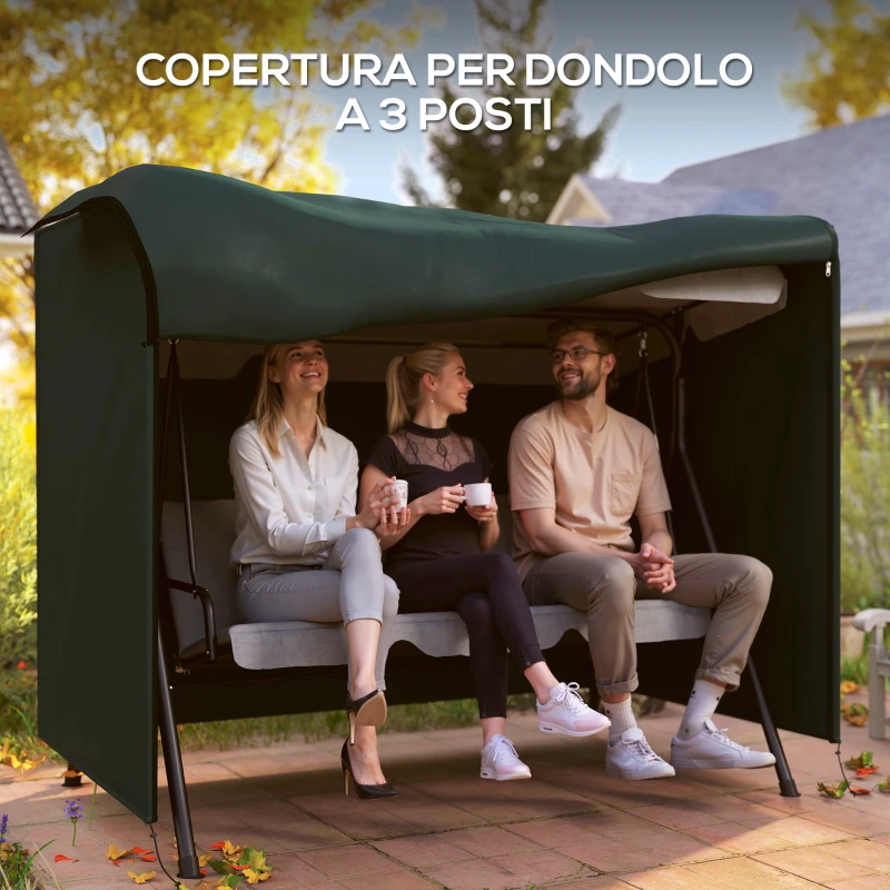Outsunny Telo Copertura per Dondolo Impermeabile e Resistente Raggi UV | Tessuto Oxford Rivestito in PVC | 205x124x164cm