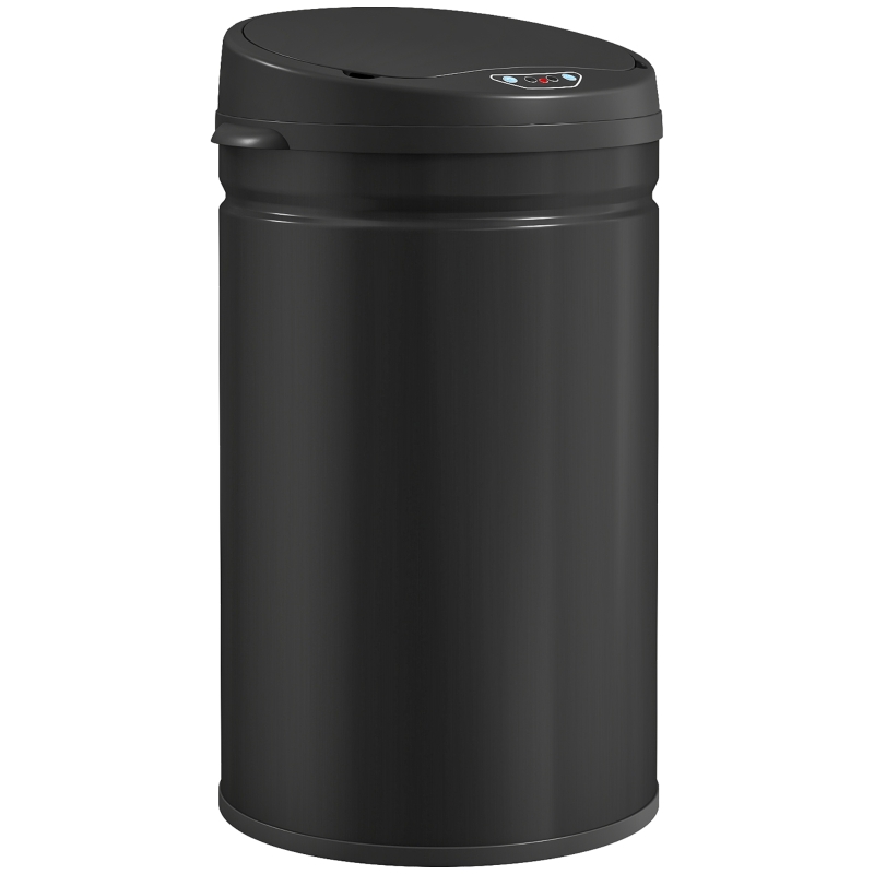 HOMCOM Balde de Lixo de Cozinha Automático 30 L em Aço Inoxidável Sensor Infravermelhos Fecho Automático 32x30,5x51 cm Preto