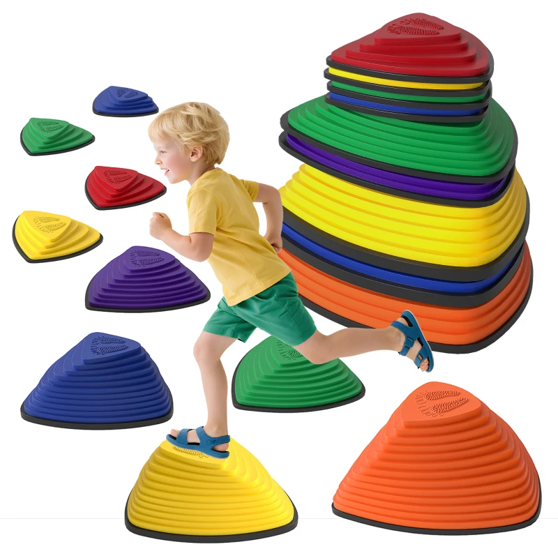 AIYAPLAY Set di 9 pietre di equilibrio, design antiscivolo, per interni & esterni, impilabile, Multicolore