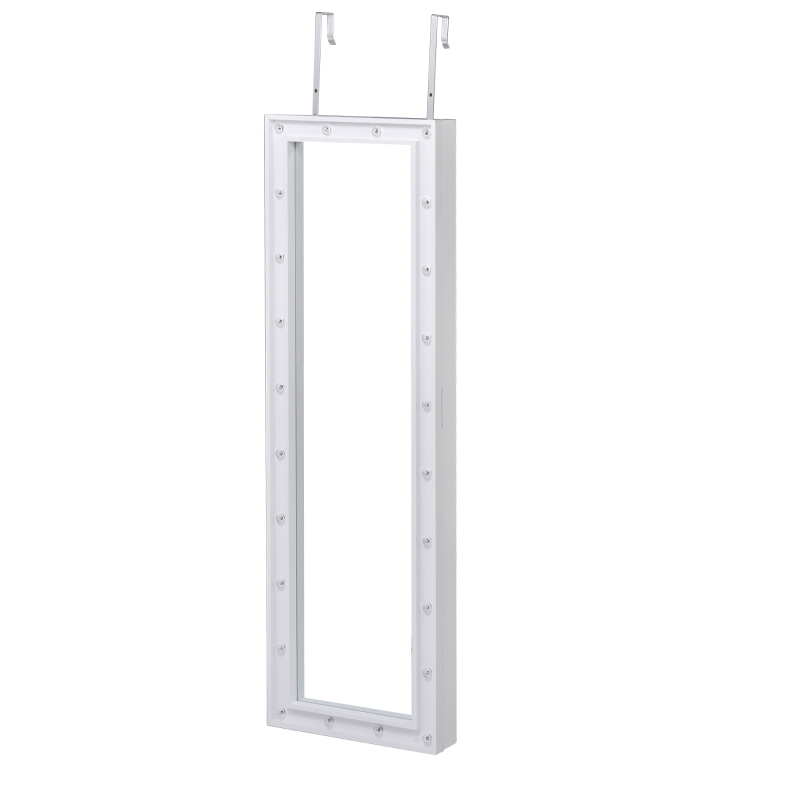 HOMCOM Armoire à Bijoux avec Miroir Multi-rangements éclairage LED à Suspendre Blanc