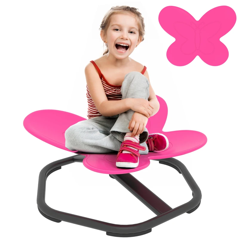 AIYAPLAY Butterfly-Shaped-kids Swivel Chair, Sensory Spinning Chair for Balance, Coordination Training, Pink