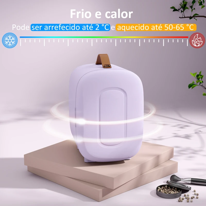 HOMCOM Frigorífico Pequeno de Cosméticos 4L 9V/240V para Arrefecer e Aquecer Mini Frigorífico para Beleza 20,3x26,3x28 cm Roxo