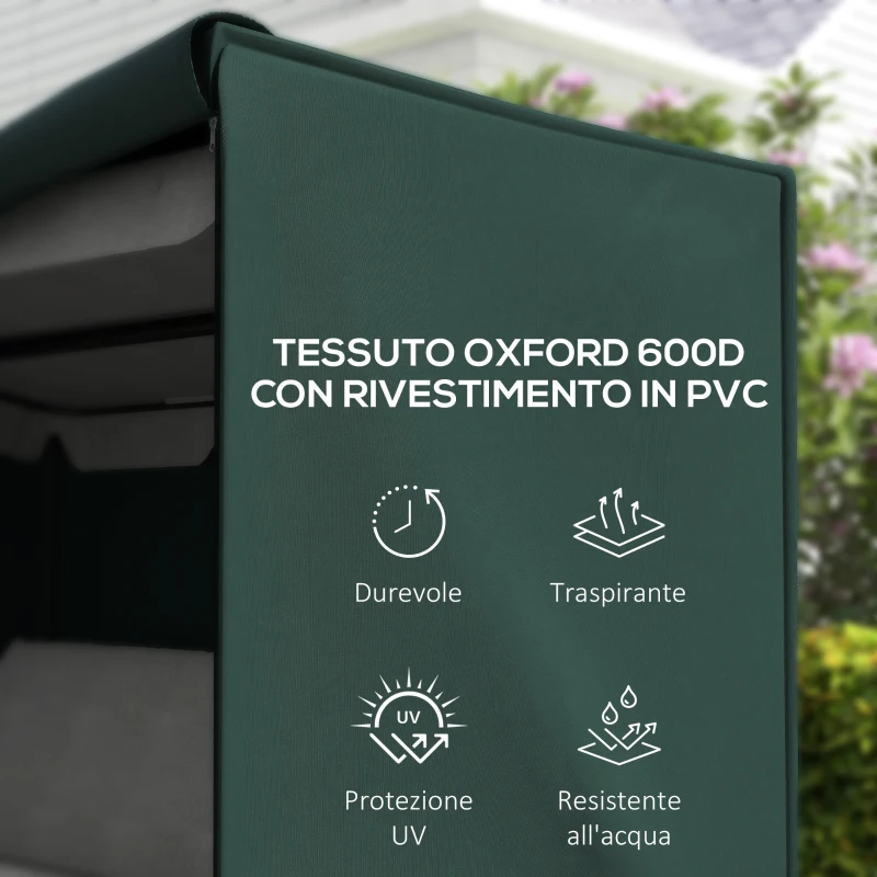 Outsunny Telo Copertura per Dondolo Impermeabile e Resistente Raggi UV | Tessuto Oxford Rivestito in PVC | 205x124x164cm