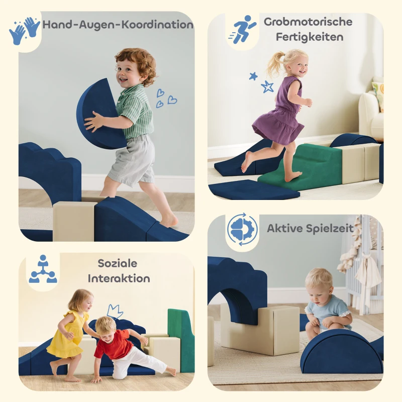 AIYAPLAY 7-teiliges Set Kletterblöcke für Babys & Kleinkinder, weiches Kletterset für den Innenbereich, Stoff, Schaumstoff, Bunt(m-6)