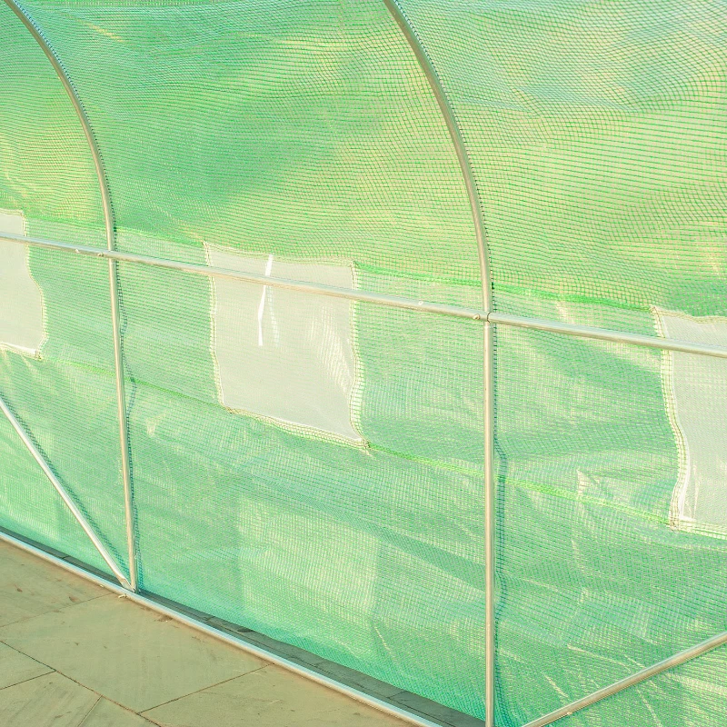 Outsunny Invernadero Caseta con 6 Ventanas Soporte de Acero Estable Gran Entrada Cremallera para Cultivo Plantas Jardín Terraza 350x300x200 cm Verde