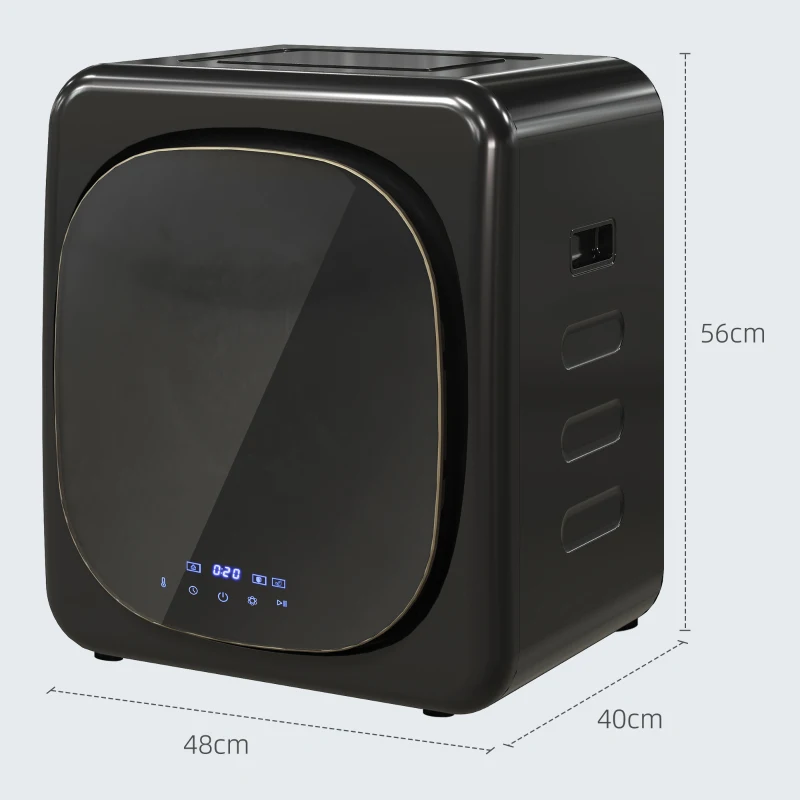 HOMCOM Wäschetrockner mit UV-Desinfektion, kompakte Bauweise, 4 kg Kapazität, Edelstahl, Schwarz(m-3)