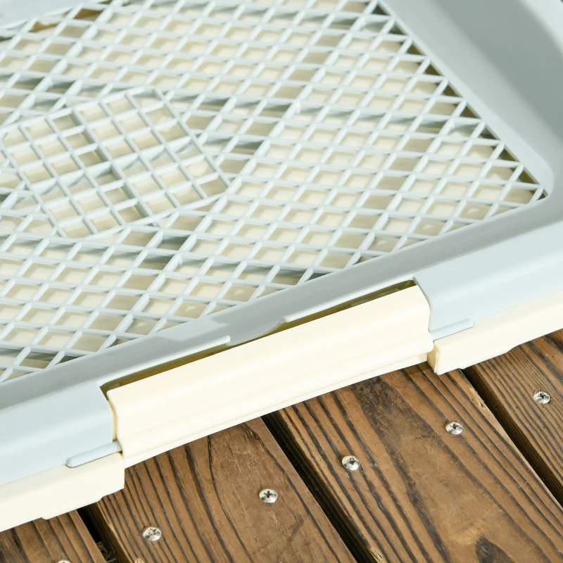 PawHut Lettiera per Cani 3 Strati con Prato Sintetico, Griglia e Vassoio Inferiore, 46.5x34x5.5 cm