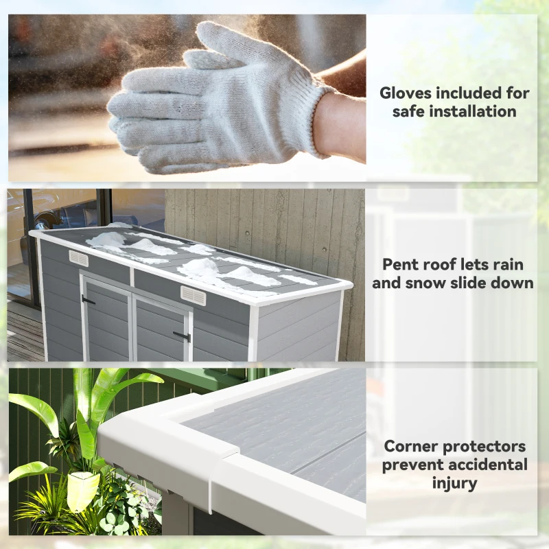 Outsunny Casuta Gradina 238×125×183 cm – Cu Podea, Usi Duble & Acoperis(m-9)