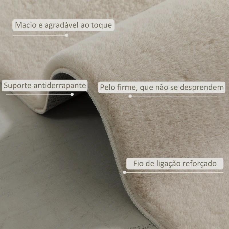 HOMCOM Tapete para Sala de Estar 120x160 cm Tapete Lavável à Máquina Pelo Longo Macio Estilo Moderno Creme