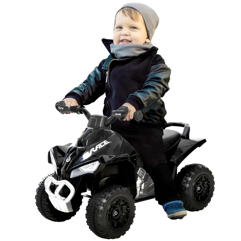 HOMCOM Porteur Enfants Quad 18-36 Mois dim. 67L x 38l x 44H cm Effets Lumineux et sonores Noir(m-10)