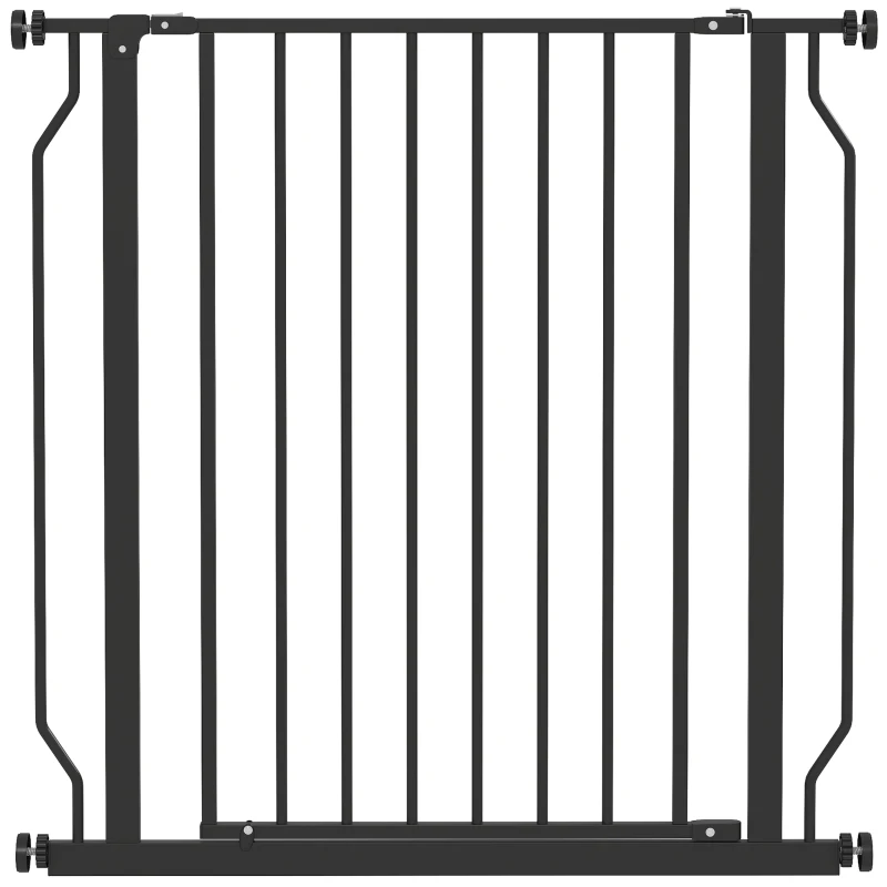 PawHut Cancelletto para Perros Extensible y Ajustable para Escaleras y Puertas, en Acero y ABS, 75-85x76 cm, Negro