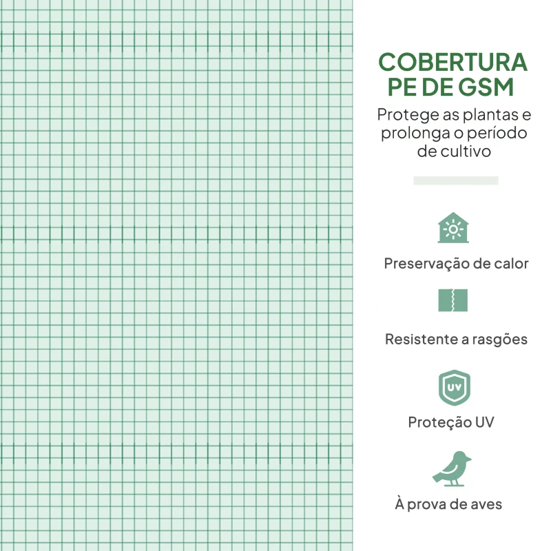 Outsunny Estufa Tipo Túnel 347x300x200 cm Estufa de Jardim com Porta Enrolável 6 Janelas Cobertura PE 140g/m²  Verde