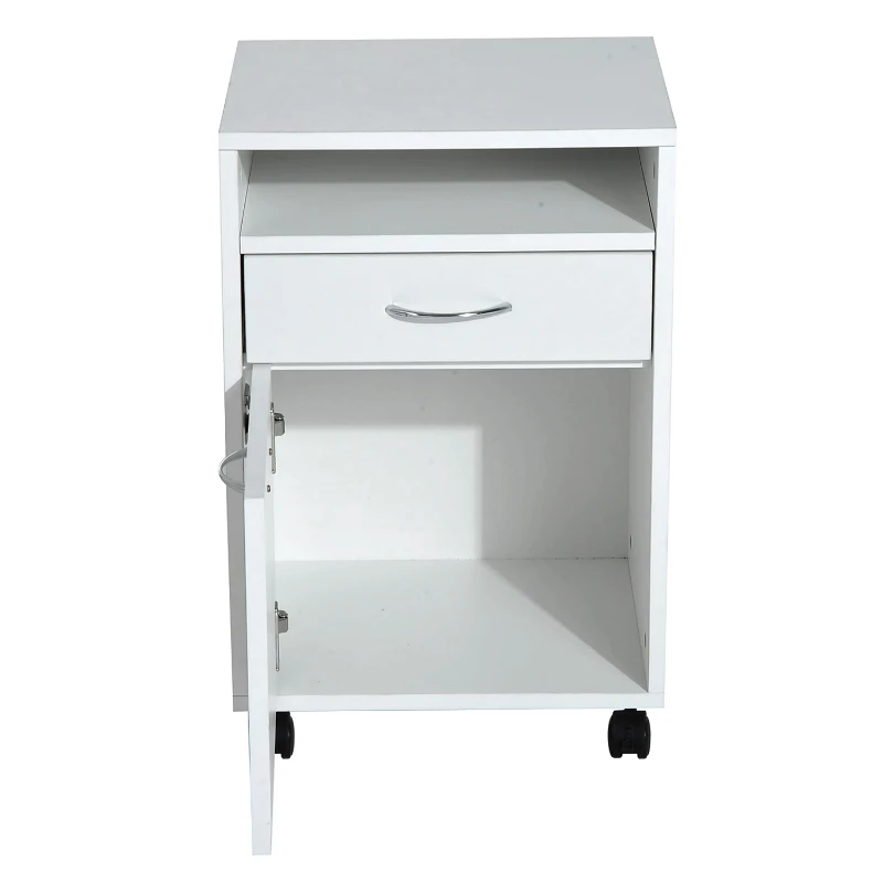 HOMCOM Cajonera tipo Archivador Móvil para Organizar Documentos en Oficina o Hogar Tiene 3 Compartimientos con Ruedas y Freno Color Blanco 40x35x60cm…