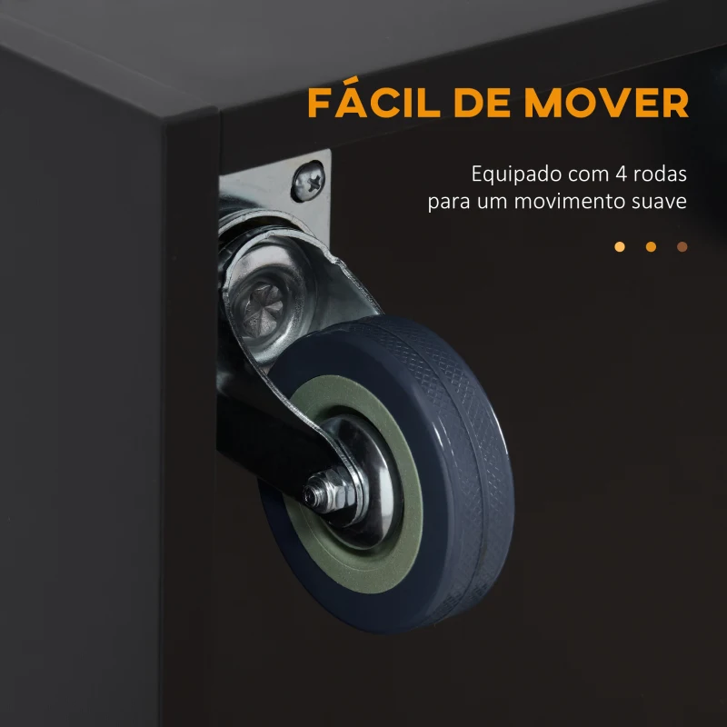 HOMCOM Ilha de Cozinha com Rodas Bancada de Aço Inoxidável 2 Gavetas 4 Portas e 2 Prateleiras Ajustáveis 145x45x93 cm Preto