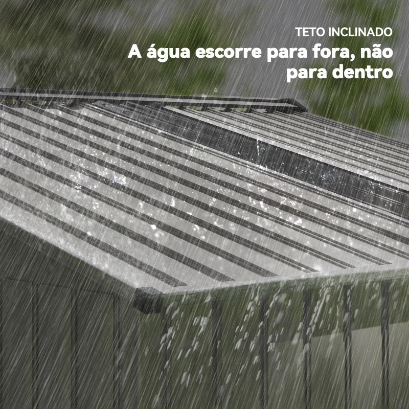 Outsunny Abrigo de Jardim Exterior 4,9 m² 277x195x192cm Abrigo e Jardim Metálico para Armazenamento de Ferramentas Cinzento