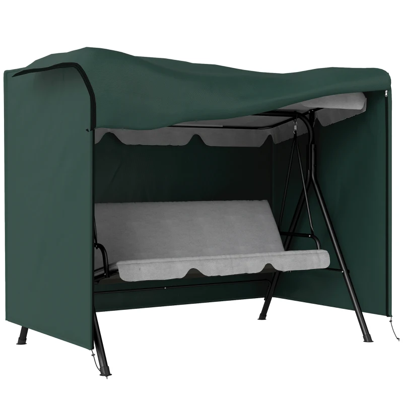 Outsunny Hollywoodschaukel Abdeckung 3 Sitzer, Wasserabweisend Winterfest Schutzhülle für Gartenschaukel, UV-Beständig Abdeckplane, Abdeckhaube, Reißfest 600D Oxford Gewebe, 205x124x164cm Dunkelgrün