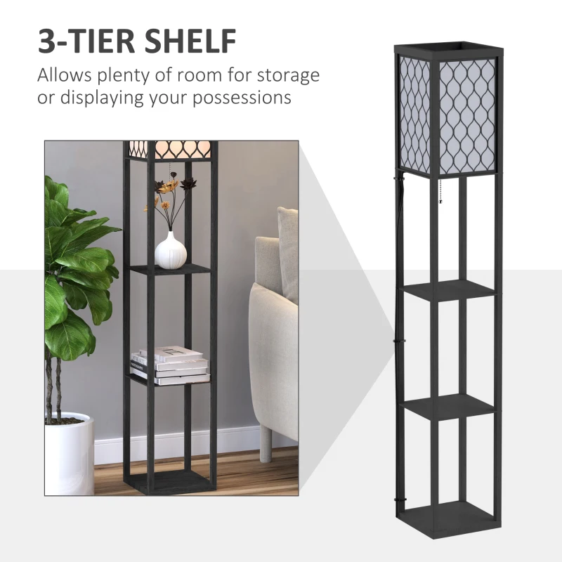 HOMCOM Three-Shelf Standing Lamps Set of 2 - Black