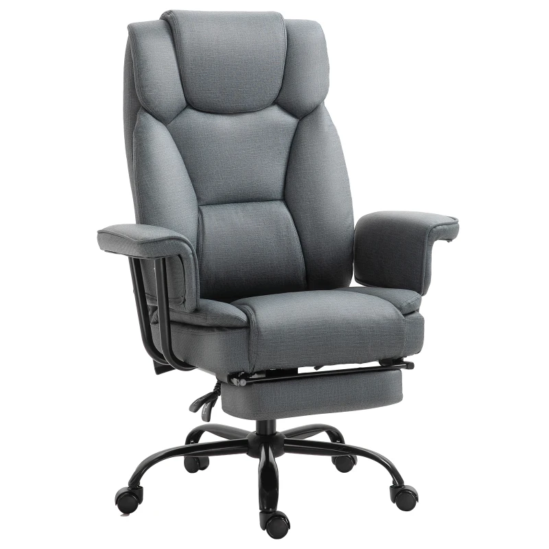 Vinsetto® bureaustoel directiestoel computerstoel in hoogte verstelbaar 360° draaibaar kunstleer grijs 68 x 80 x 120–126 cm