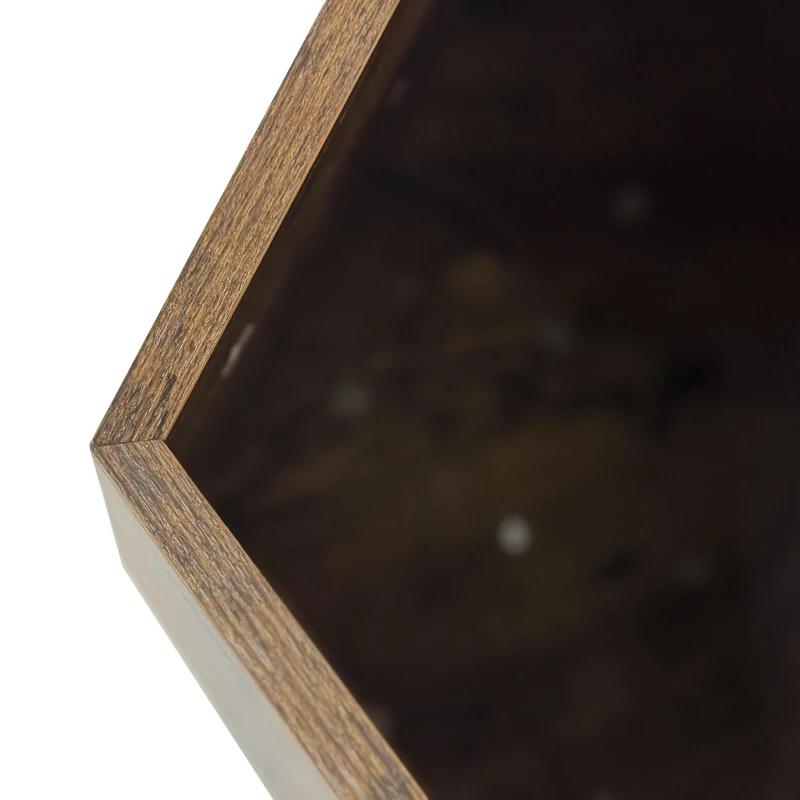 Niche pour chat polygonale avec veinure de bois, table d'appoint pour le canapé, 66x66x53 cm, Marron