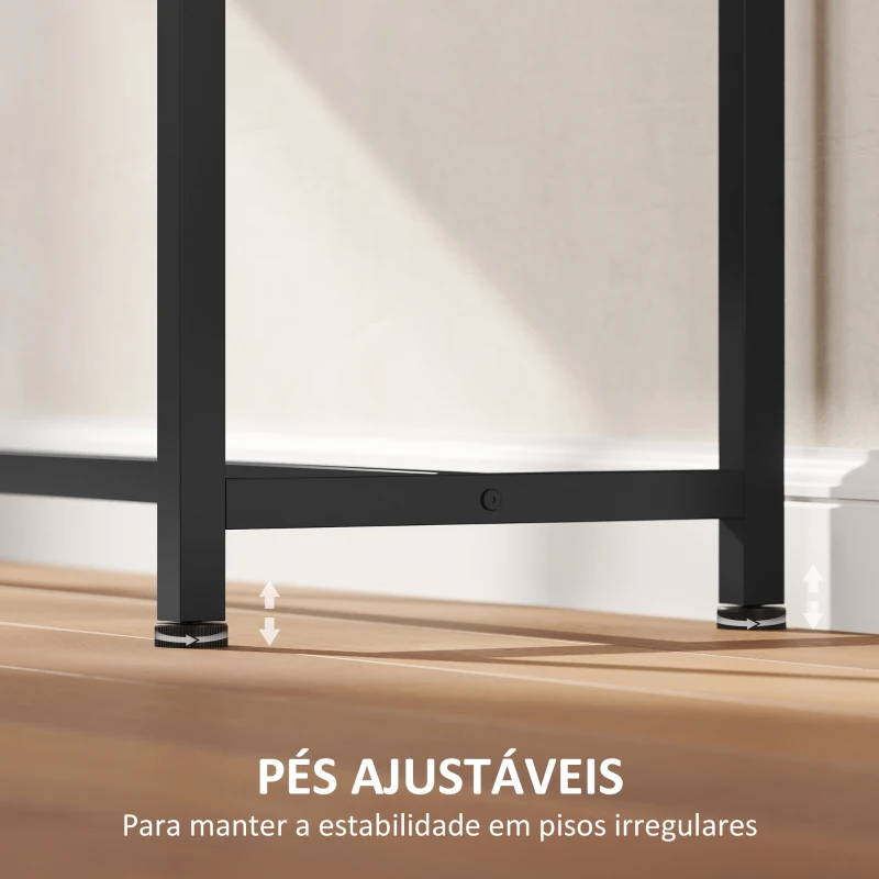 HOMCOM Mesa Consola Moderna Consola Estreita com Superfície com Efeito Mármore Prateleira Aberta e Estrutura de Metal 100x30x81 cm Branco