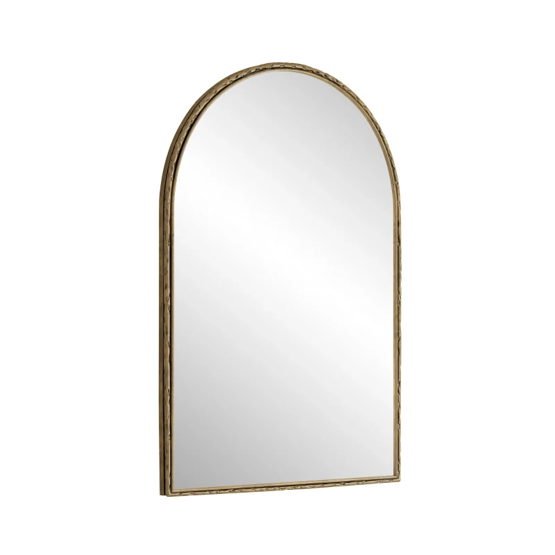 Specchio da parete ad arco con cornice in ferro, specchio da trucco per bagno, 61x2,5x91 cm, Oro