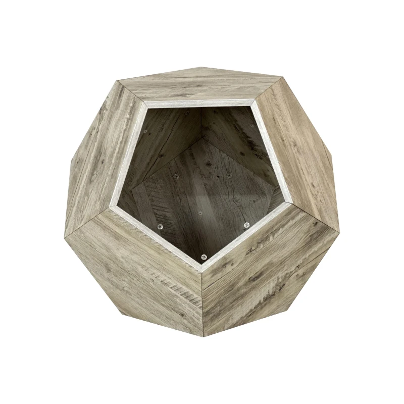 Niche pour chat polygonale avec veinure de bois, table d'appoint pour le canapé, 66x66x53 cm, Blanc chêne