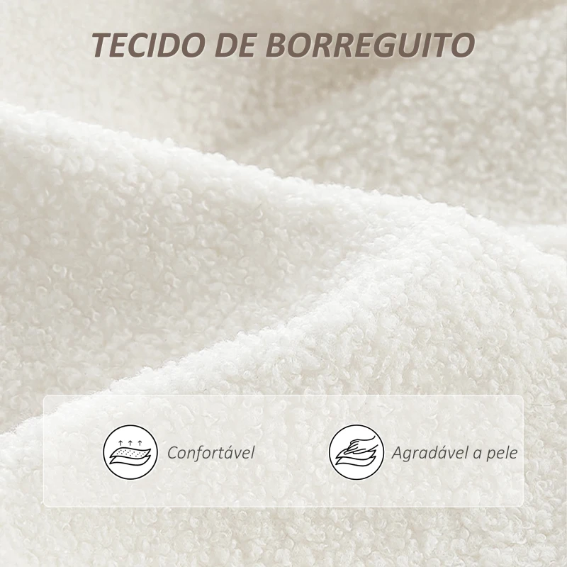 HOMCOM Cadeira de Escritório com Apoio para Pés Estofada em Borreguito e Encosto Reclinável  67x74x107-115 cm Creme