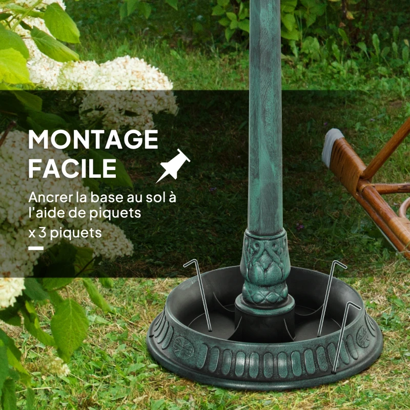 Outsunny Bain d'oiseaux abreuvoir pour oiseaux jardinière 3 en 1 Ø 50 x 113 cm polypropylène vert-de-gris
