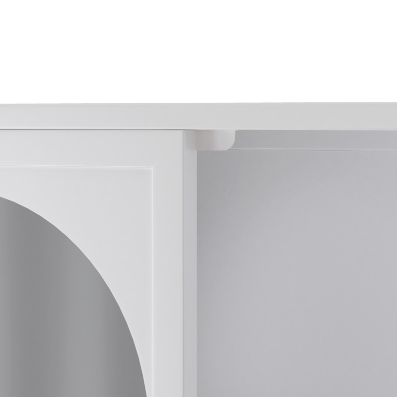 Armoire murale avec quatre portes en verre et étagère, pour cuisine, salon, salle de bain, 120x23x70 cm, Blanc