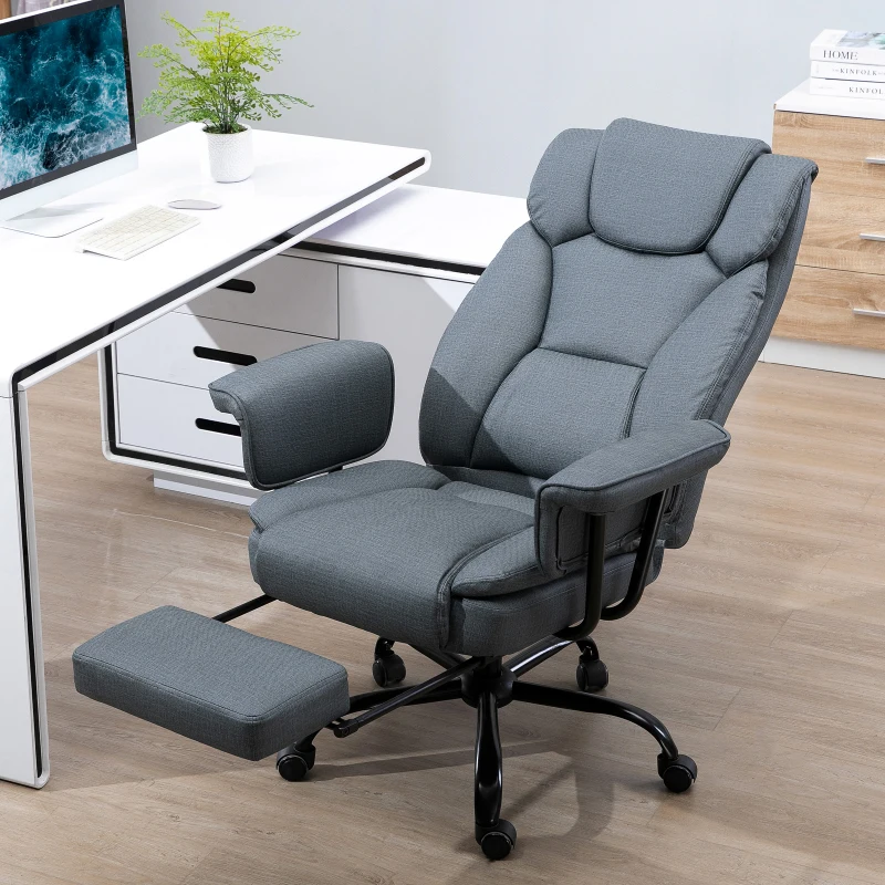 Vinsetto® bureaustoel directiestoel computerstoel in hoogte verstelbaar 360° draaibaar kunstleer grijs 68 x 80 x 120–126 cm(m-11)