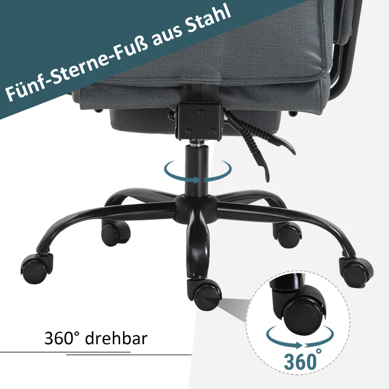 Vinsetto® bureaustoel directiestoel computerstoel in hoogte verstelbaar 360° draaibaar kunstleer grijs 68 x 80 x 120–126 cm(m-5)