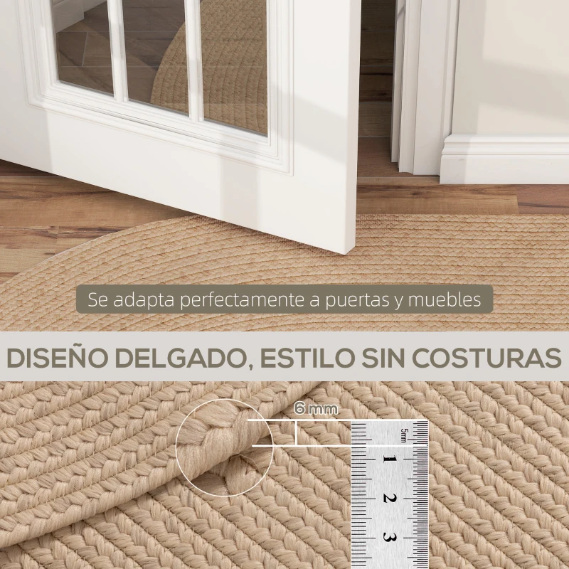 HOMCOM Alfombra Salón 170x120 cm Lavable en Lavadora Tejido a Mano Estilo Rústico Tapete para Sala de Estar Dormitorio Beige