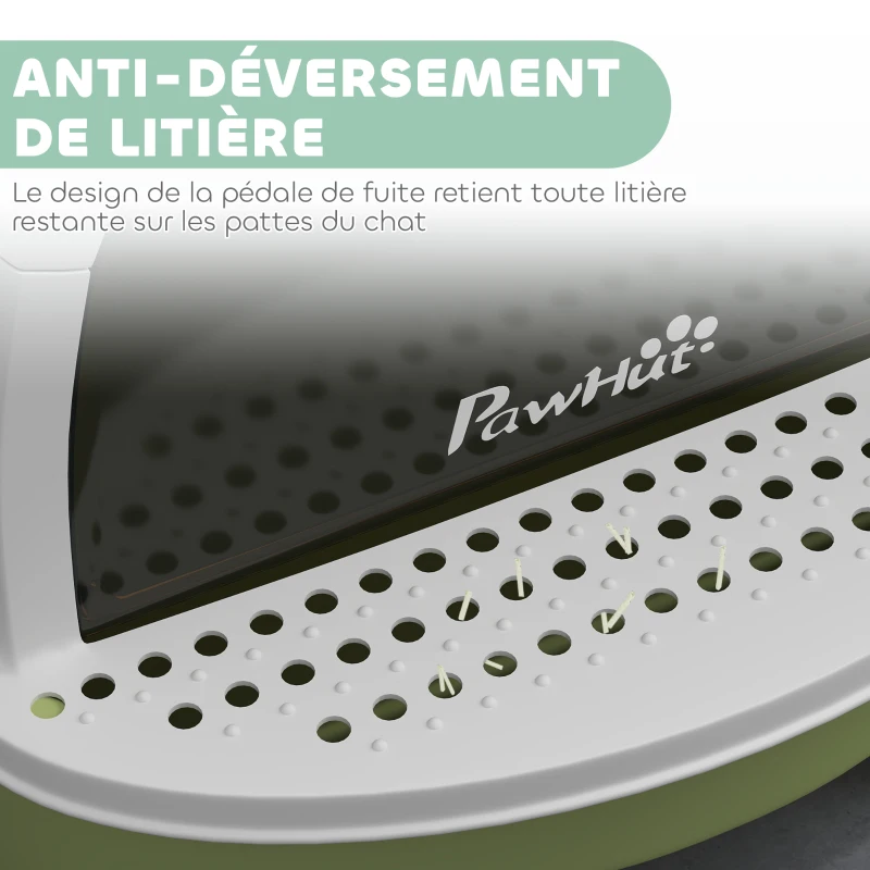 PawHut Maison de toilette pour chat bac à litière fermé chat poignée de transport porte translucide 40,5 x 52 x 39 cm vert