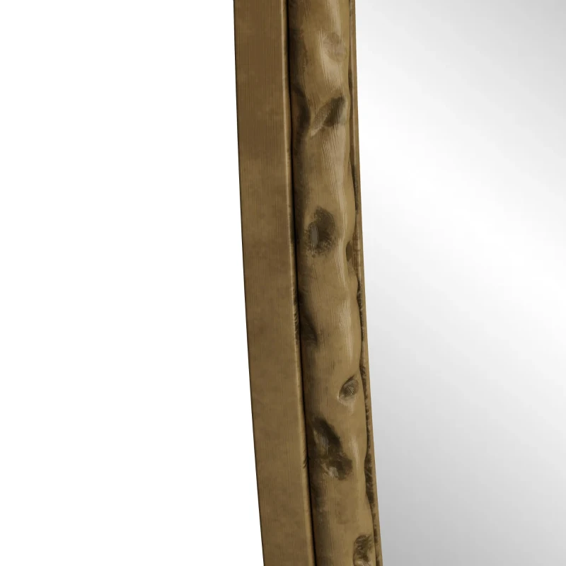 Specchio retro ovale con cornice in ferro, da parete per bagno, soggiorno, 65x3x100 cm, Oro