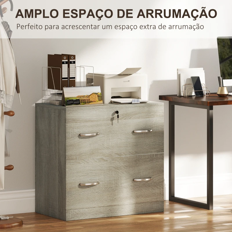 Vinsetto Armário para Aquivos com Gavetas Armário de Arrumação de Escritório com Fechadura e 2 Chaves 77x42x72 cm Madeira