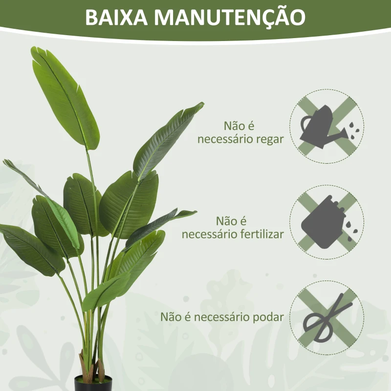 HOMCOM Planta Artificial Decorativa 160 cm Bananeira Artificial com Vaso e Folhas para Interior Casa Sala de Estar Escritório Verde