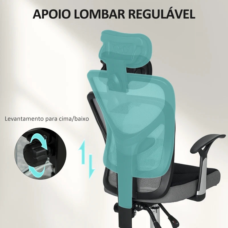Vinsetto Cadeira de Escritório com Função Reclinável Apoio para a Cabeça e Suporte Lombar 62x67x108-118 cm Cinza Escuro