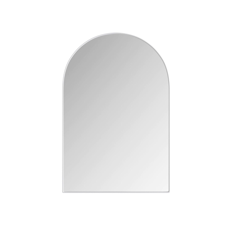 Armoire murale avec miroir arqué et cadre en métal, pour salle de bain, salon ou chambre à coucher, 91x61x12 cm, Blanc