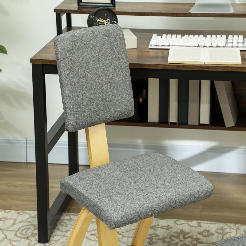 HOMCOM Ergonomische Kniestool, Kniehocker Gezondheidsstoel voor Thuis, Kantoor, Meditatie Grijs(m-9)
