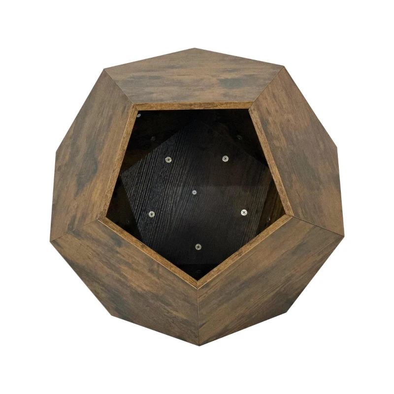 Niche pour chat polygonale avec veinure de bois, table d'appoint pour le canapé, 66x66x53 cm, Marron