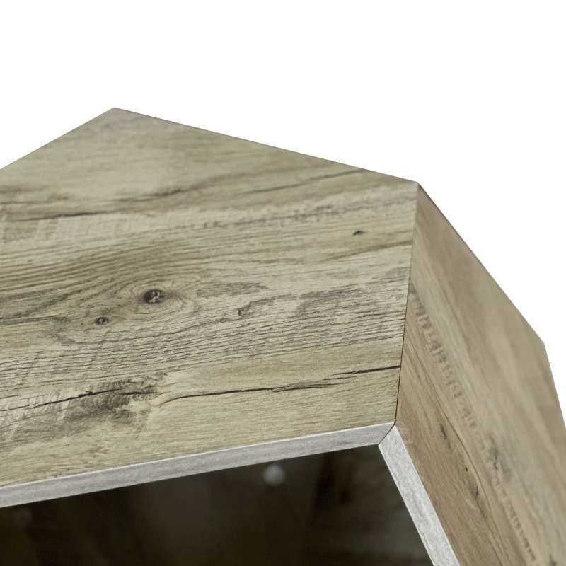 Niche pour chat polygonale avec veinure de bois, table d'appoint pour le canapé, 66x66x53 cm, Blanc chêne